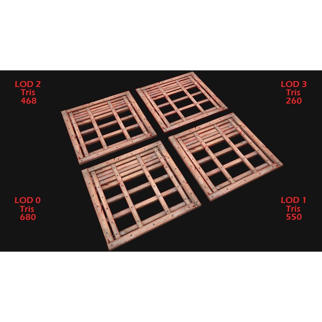Medieval Roof Tile 3D Model – Low Poly Modular Game Asset, FBX - View 24
