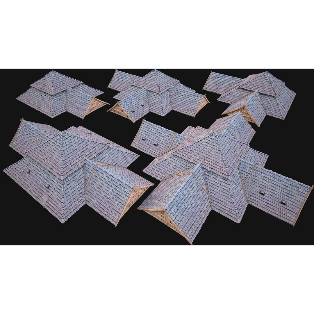 Medieval Roof Tile 3D Model – Low Poly Modular Game Asset, FBX - View 25