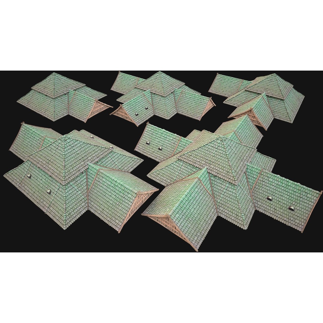 Medieval Roof Tile 3D Model – Low Poly Modular Game Asset, FBX - View 26