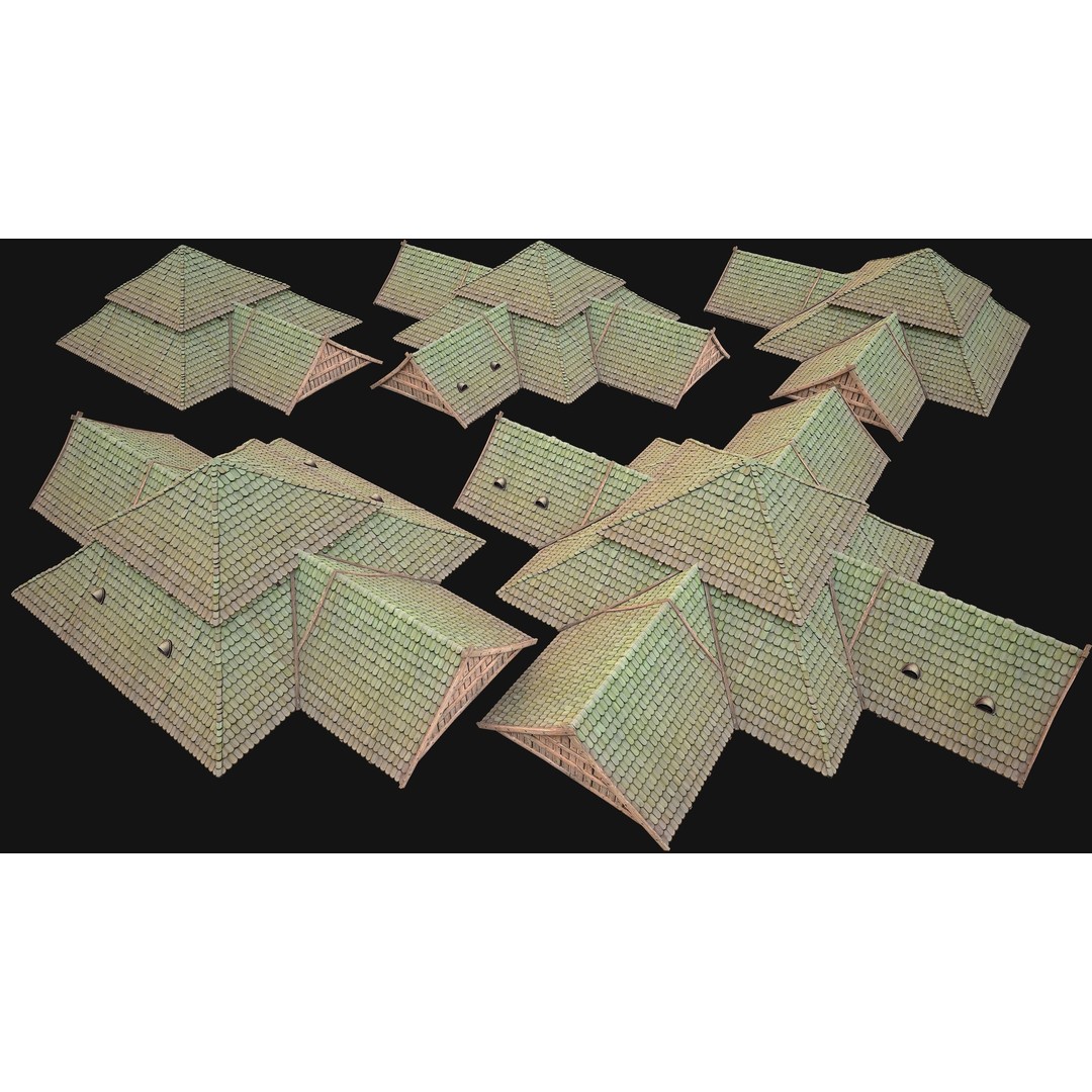 Medieval Roof Tile 3D Model – Low Poly Modular Game Asset, FBX - View 27