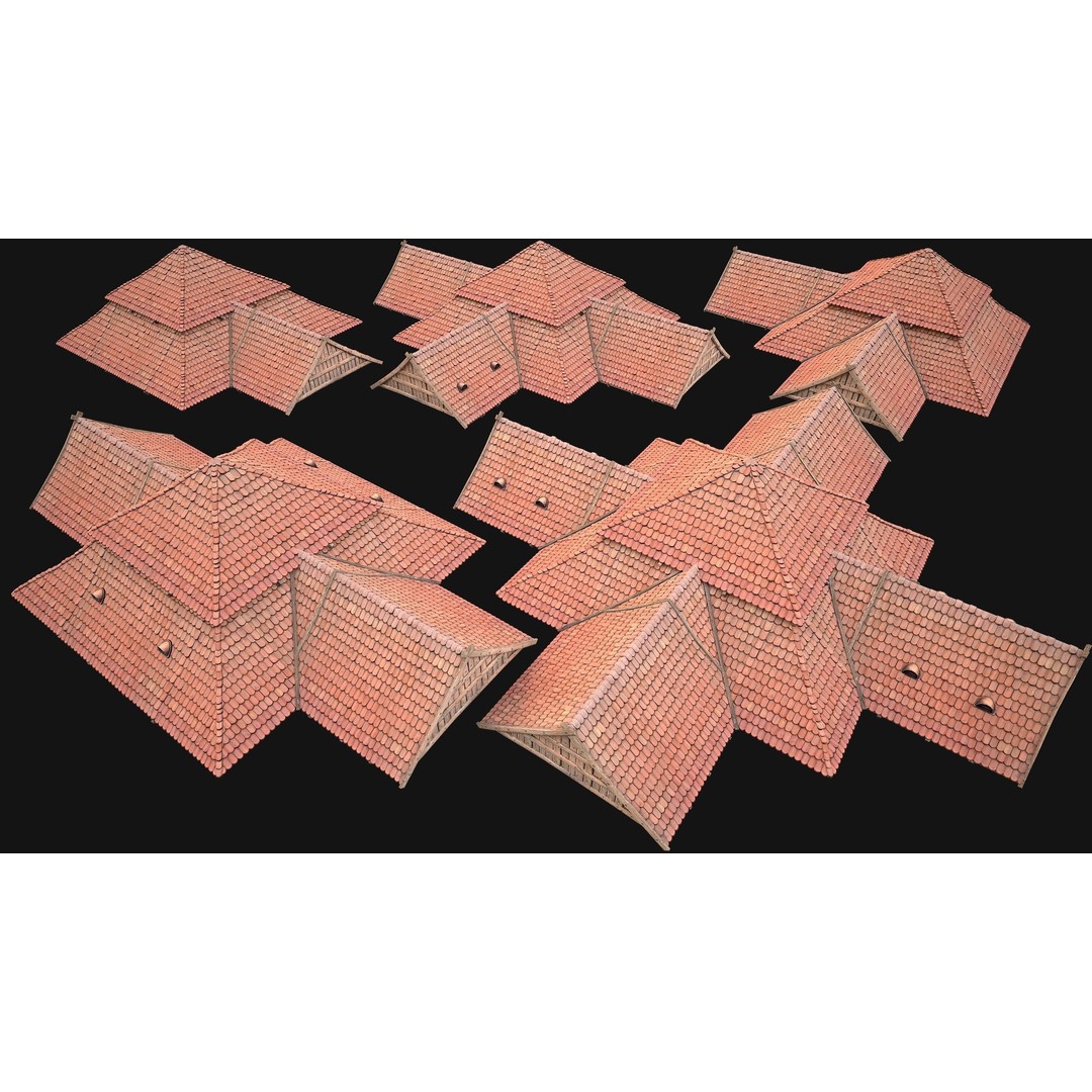 Medieval Roof Tile 3D Model – Low Poly Modular Game Asset, FBX - View 28