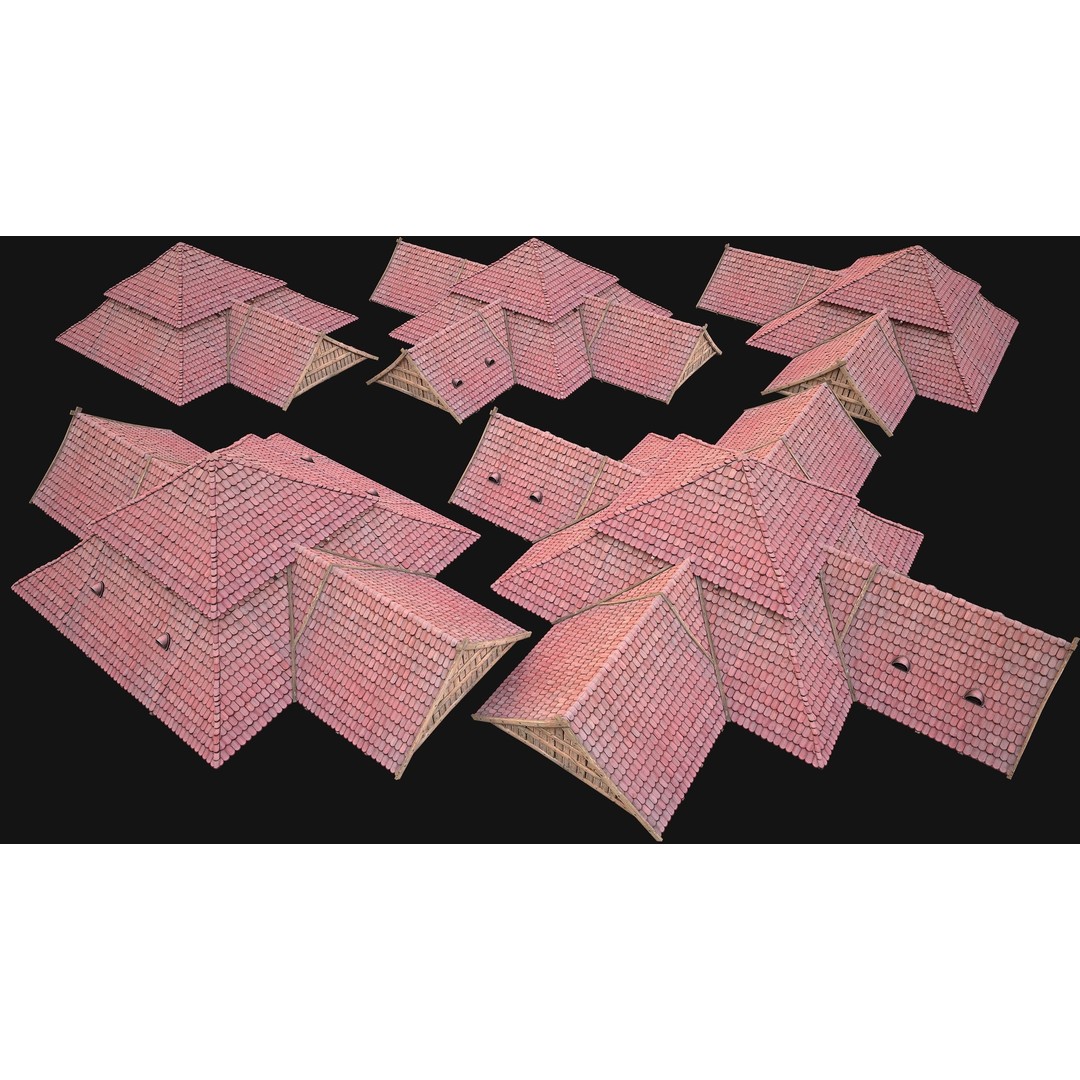Medieval Roof Tile 3D Model – Low Poly Modular Game Asset, FBX - View 29