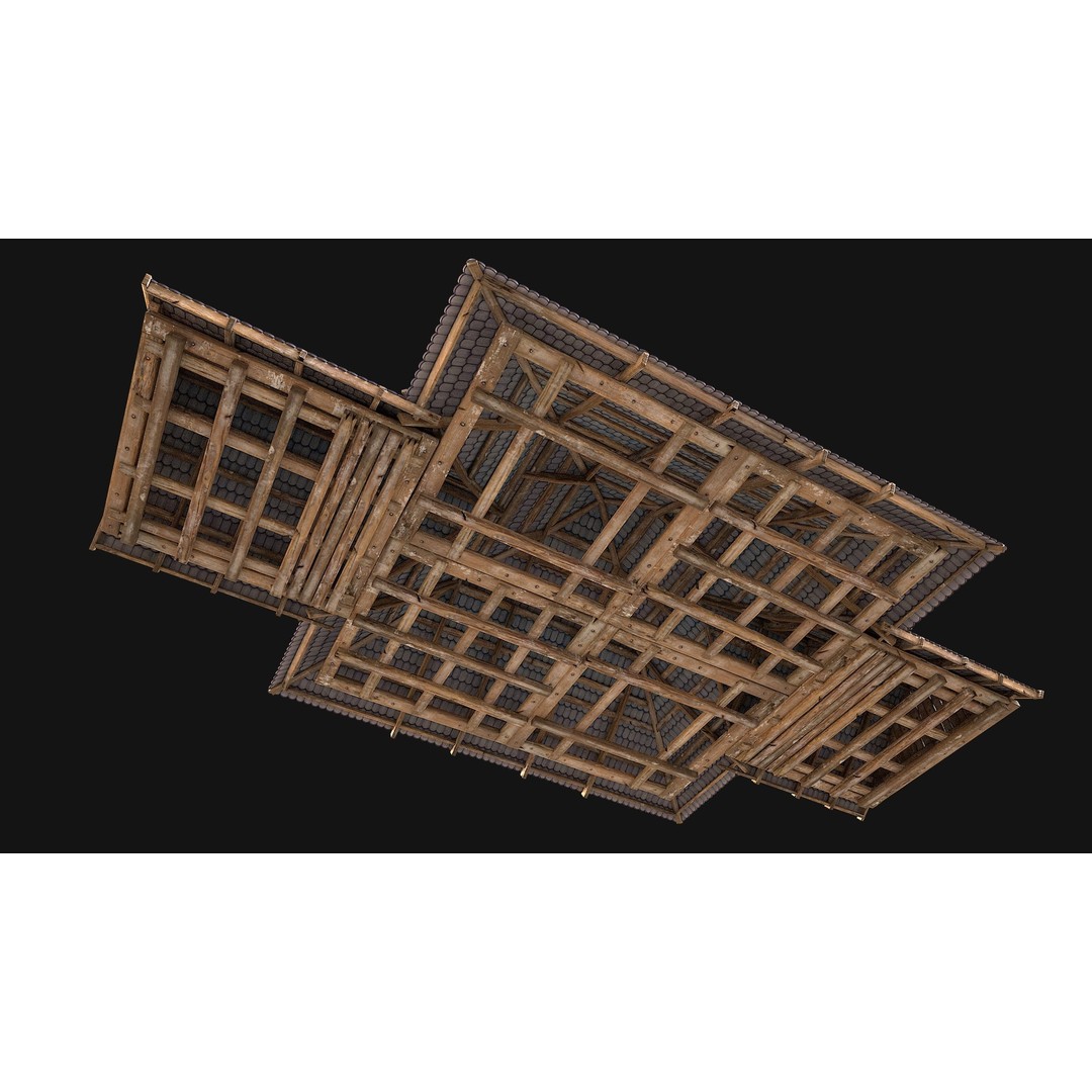 Medieval Roof Tile 3D Model – Low Poly Modular Game Asset, FBX - View 3
