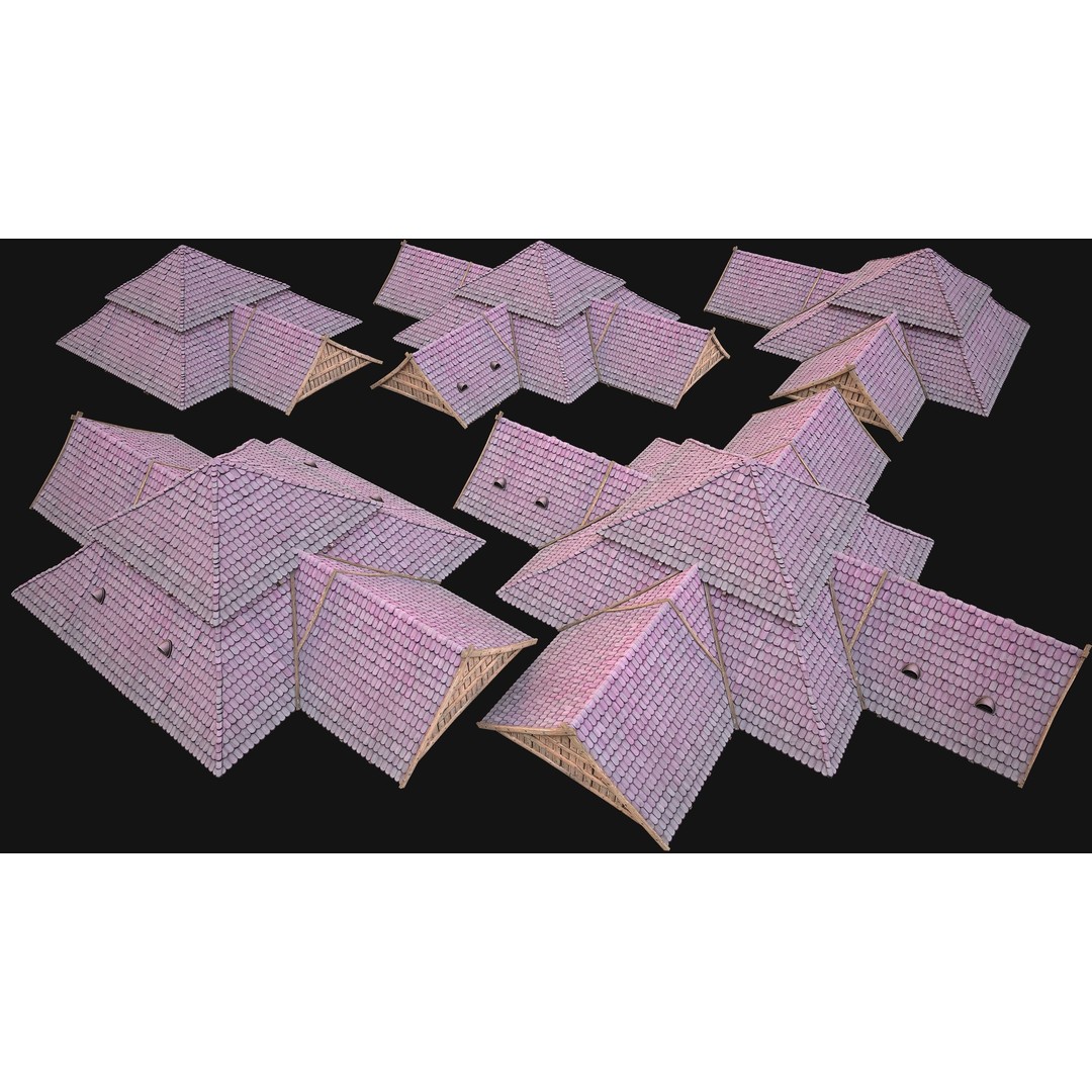 Medieval Roof Tile 3D Model – Low Poly Modular Game Asset, FBX - View 30