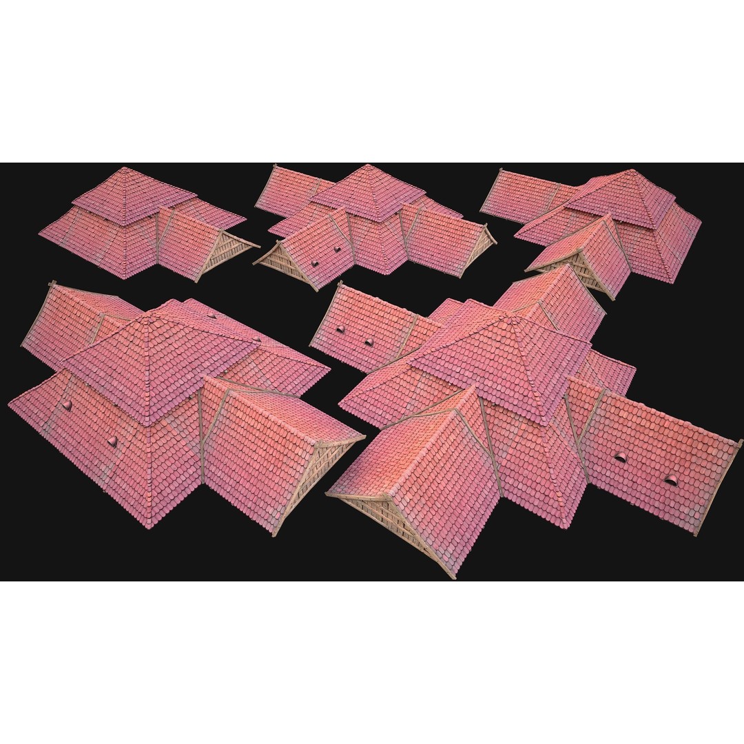 Medieval Roof Tile 3D Model – Low Poly Modular Game Asset, FBX - View 31