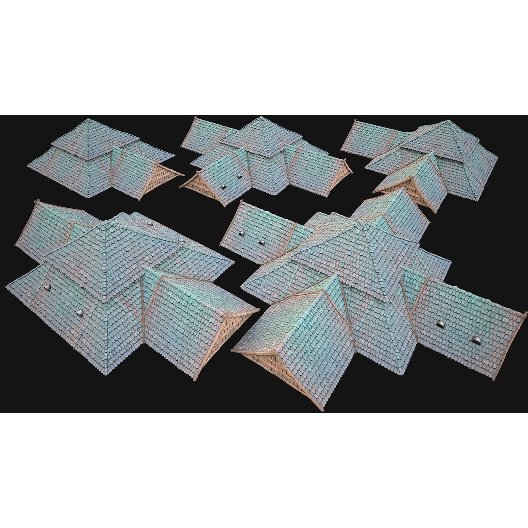 Medieval Roof Tile 3D Model – Low Poly Modular Game Asset, FBX - View 32