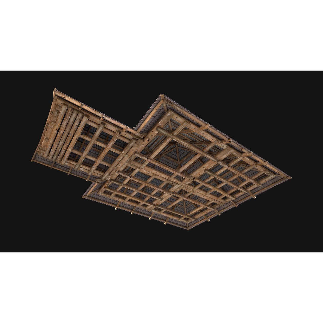Medieval Roof Tile 3D Model – Low Poly Modular Game Asset, FBX - View 35