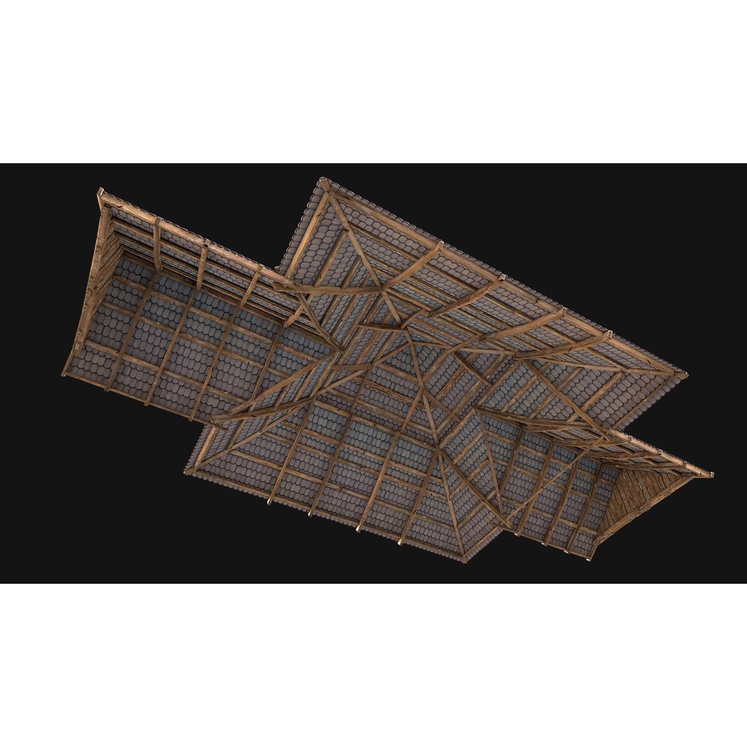 Medieval Roof Tile 3D Model – Low Poly Modular Game Asset, FBX - View 4