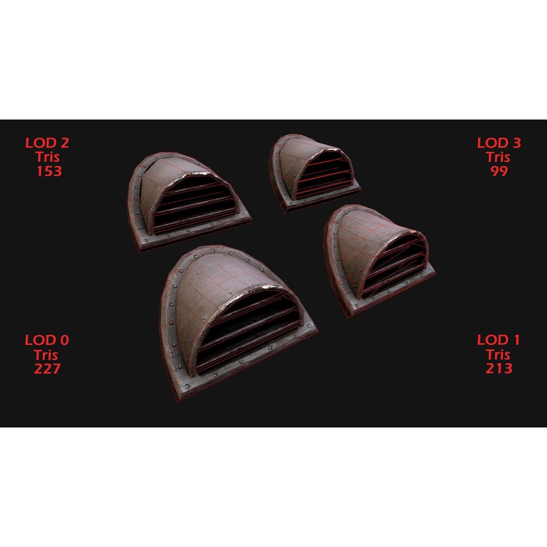 Medieval Roof Tile 3D Model – Low Poly Modular Game Asset, FBX - View 6