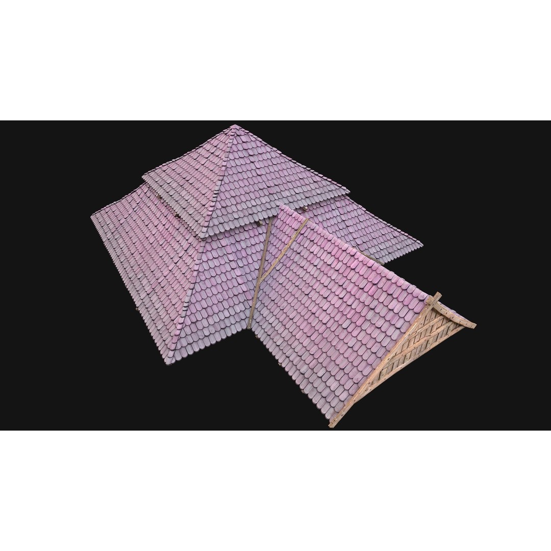 Medieval Roof Tile 3D Model – Low Poly Modular Game Asset, FBX - View 8