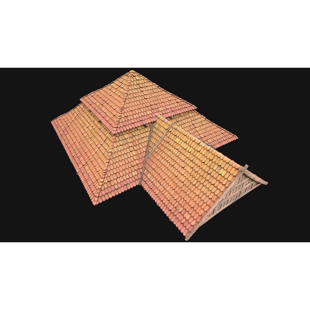 Medieval Roof Tile 3D Model – Low Poly Modular Game Asset, FBX - View 9
