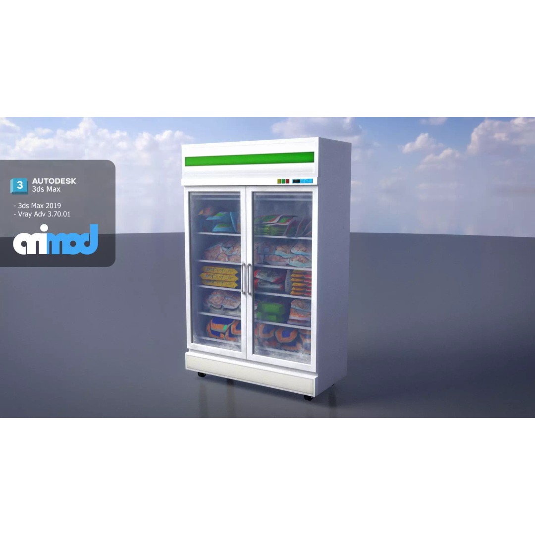 Refrigerated Display Freezer 3D Model – PBR Kitchen Equipment, FBX - View 2