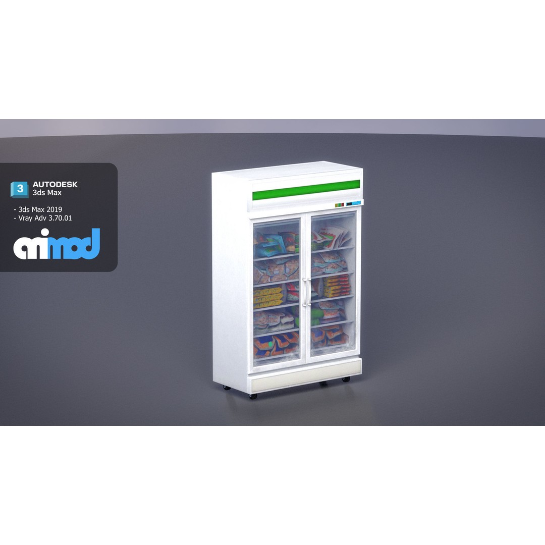 Refrigerated Display Freezer 3D Model – PBR Kitchen Equipment, FBX - View 3