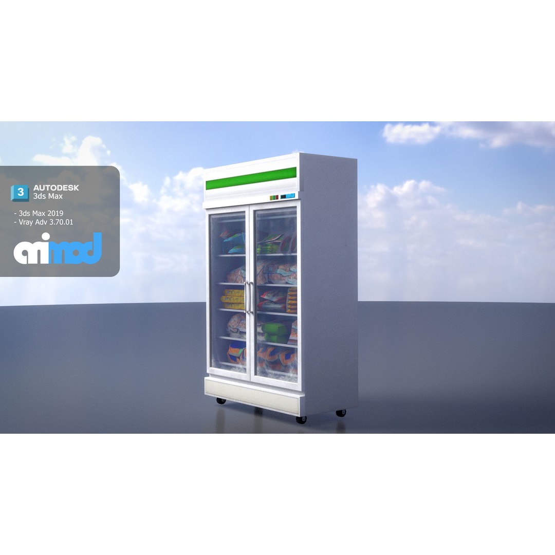 Refrigerated Display Freezer 3D Model – PBR Kitchen Equipment, FBX - View 4