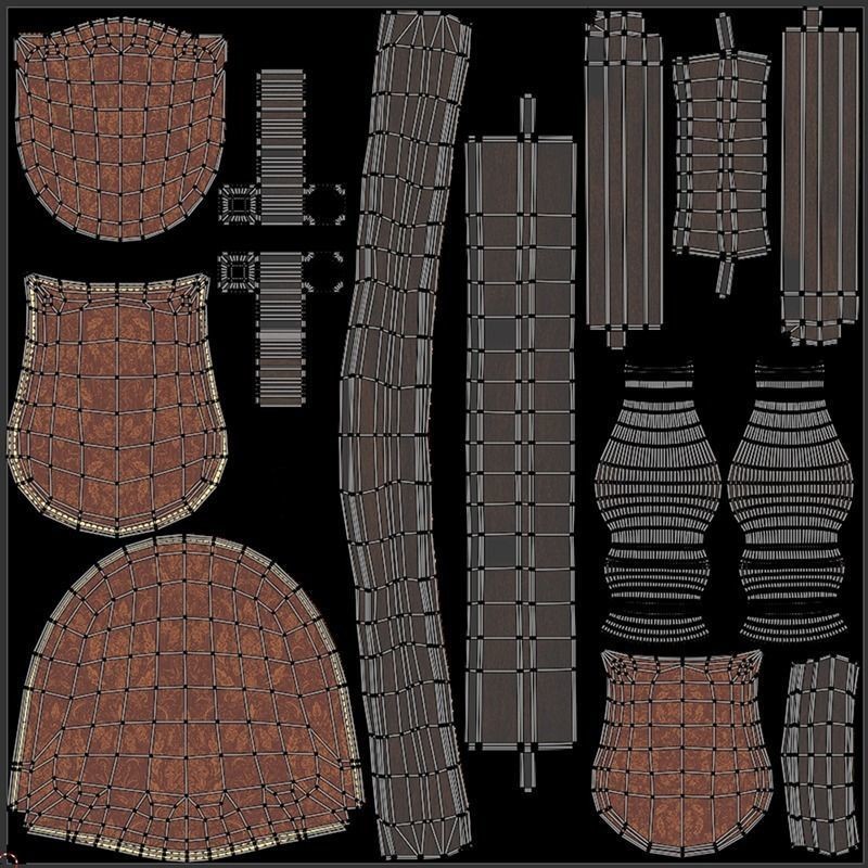 Classic Table 3D Model – Vintage Wooden Dining Set with PBR Textures - View 12