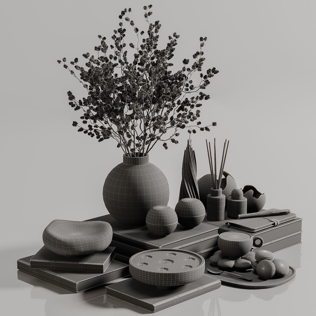 Decorative Set 127 3D Model – Modern Interior Decoration, PBR, OBJ