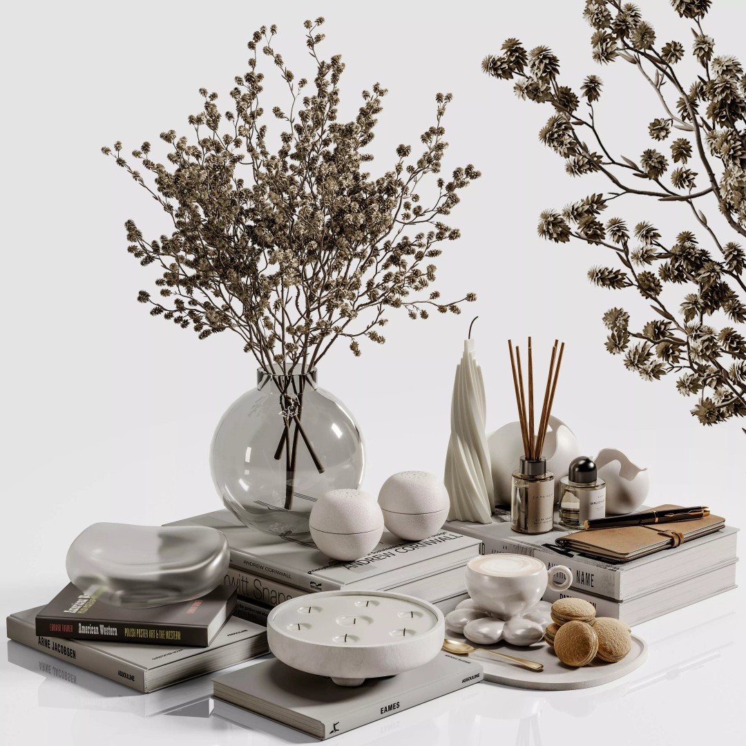 Decorative Set 127 3D Model – Modern Interior Decoration, PBR, OBJ - View 2