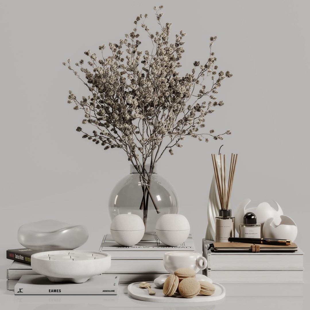 Decorative Set 127 3D Model – Modern Interior Decoration, PBR, OBJ - View 4