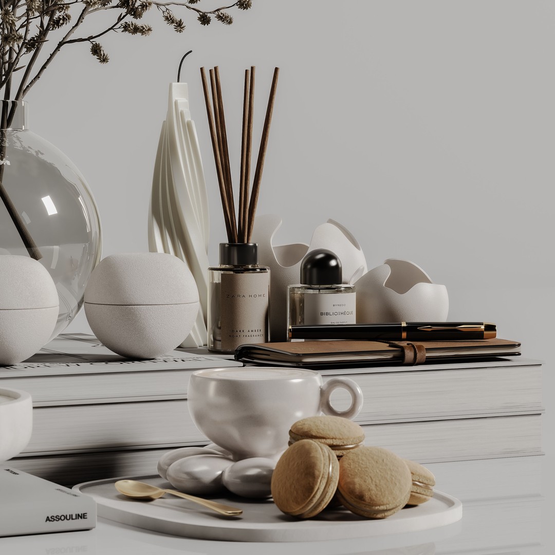 Decorative Set 127 3D Model – Modern Interior Decoration, PBR, OBJ - View 6