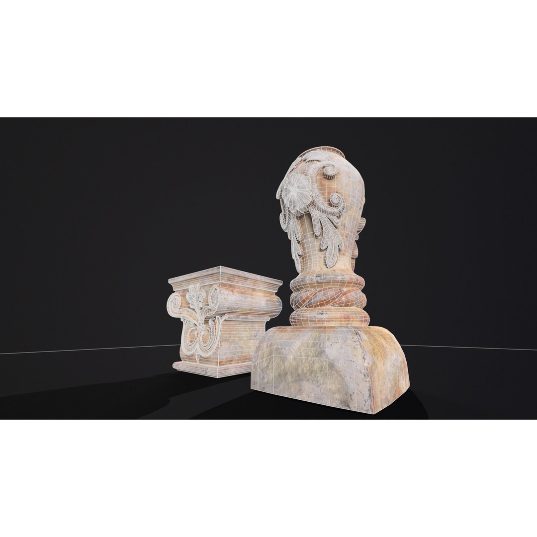 Marble Floral Garden Decoration 3D Model – Low Poly PBR Asset, FBX