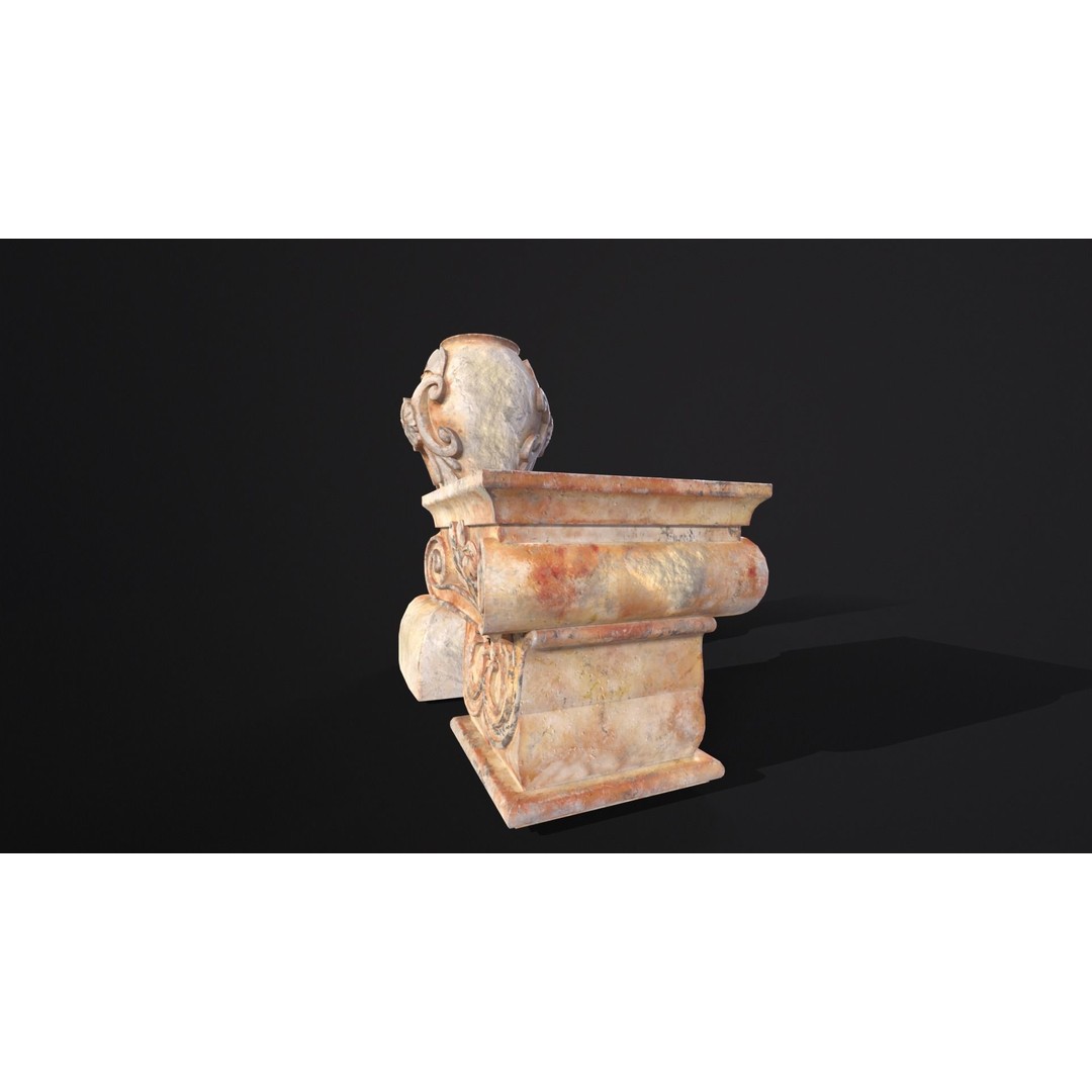 Marble Floral Garden Decoration 3D Model – Low Poly PBR Asset, FBX - View 11
