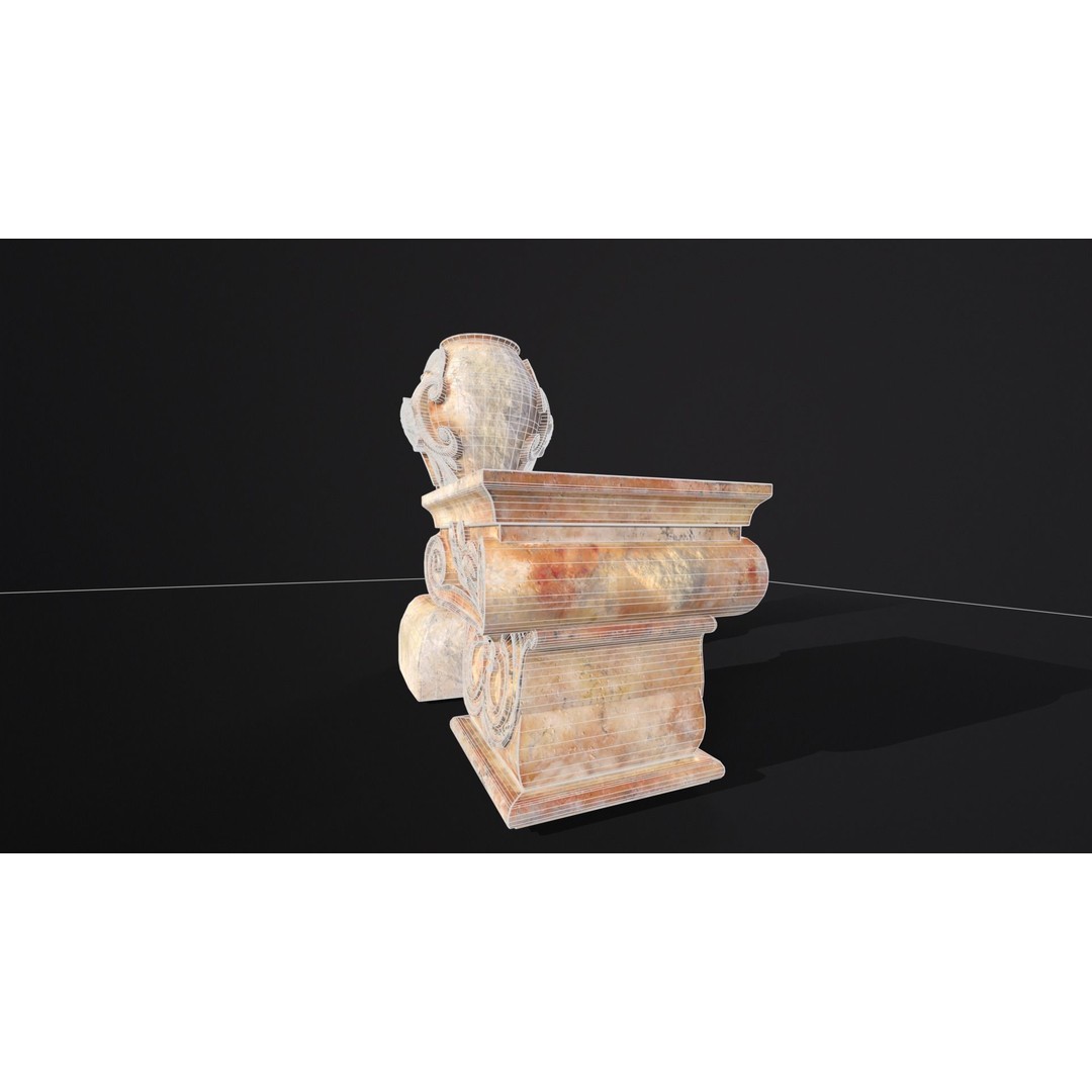 Marble Floral Garden Decoration 3D Model – Low Poly PBR Asset, FBX - View 12
