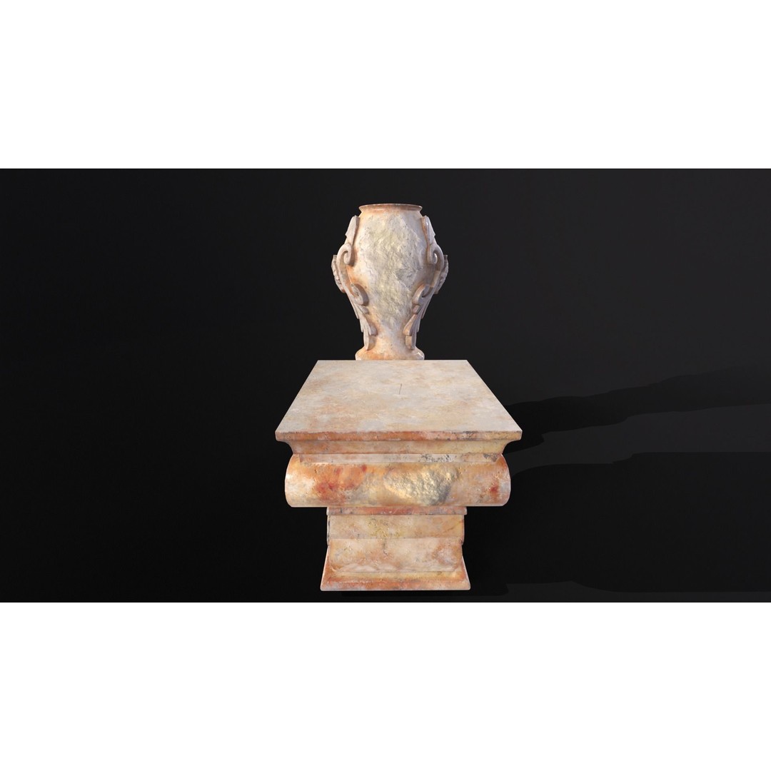 Marble Floral Garden Decoration 3D Model – Low Poly PBR Asset, FBX - View 13