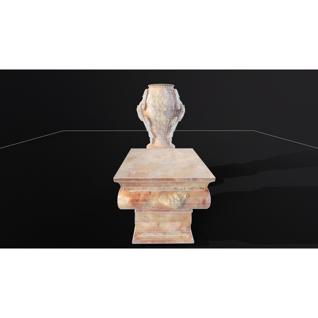 Marble Floral Garden Decoration 3D Model – Low Poly PBR Asset, FBX - View 14