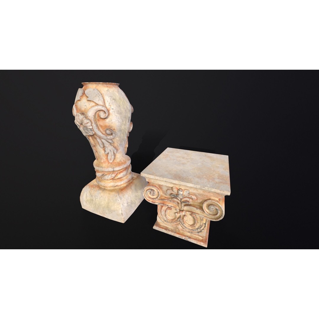 Marble Floral Garden Decoration 3D Model – Low Poly PBR Asset, FBX - View 9