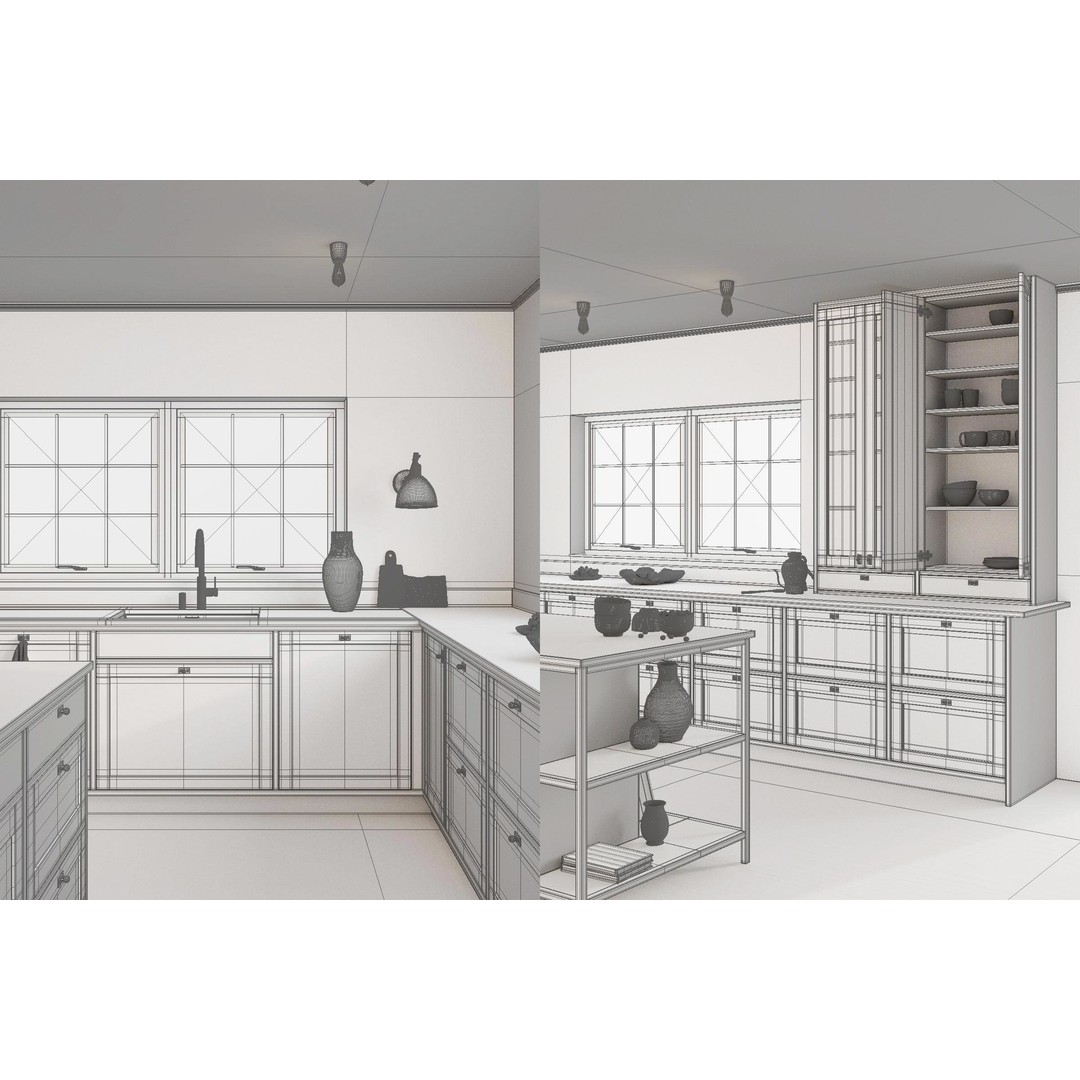 Scandinavian Kitchen Scene 8K 3D Model – High-Resolution Interior Asset