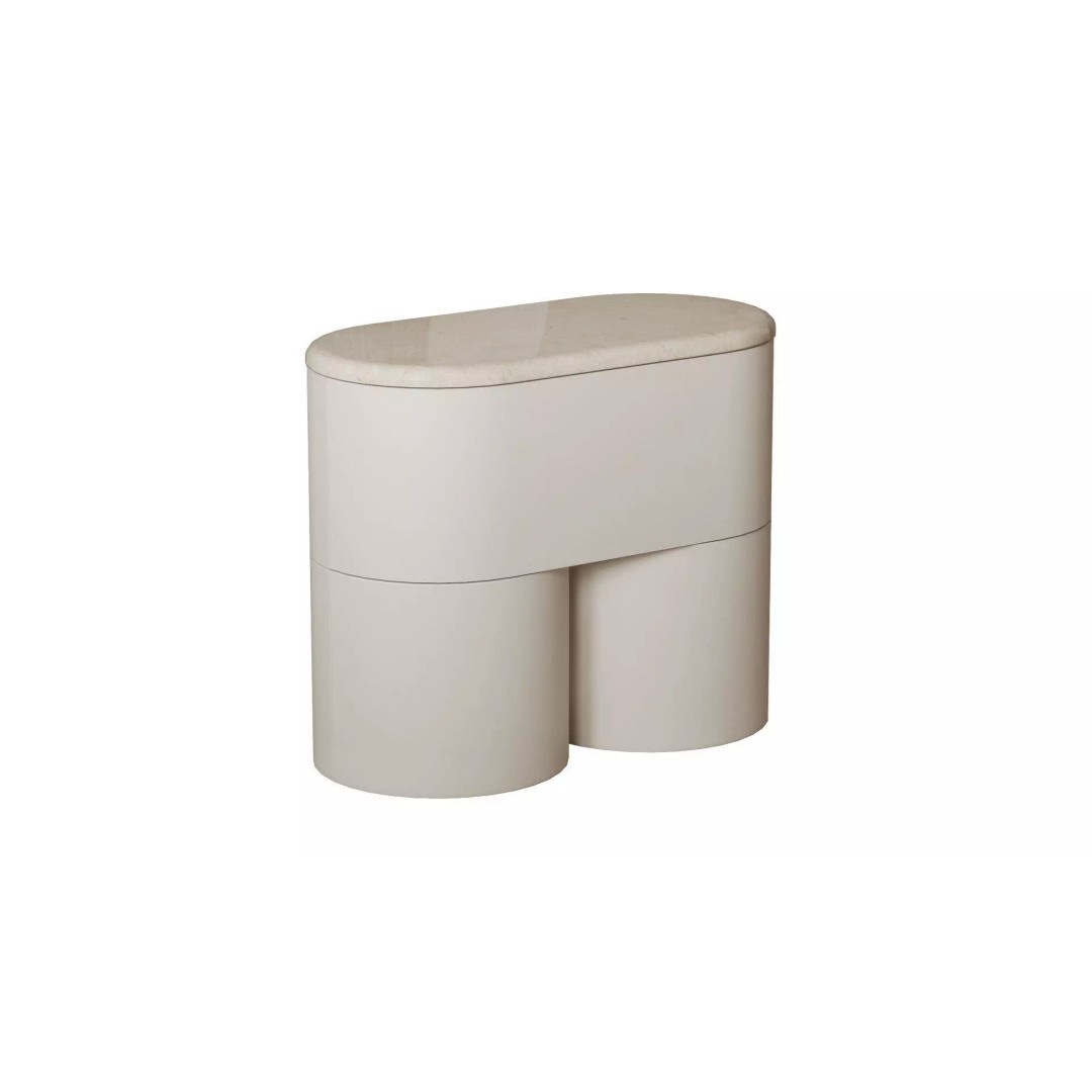 Fin Bedside 3D Model – Minimalist Marble Furniture, FBX, PBR - View 2