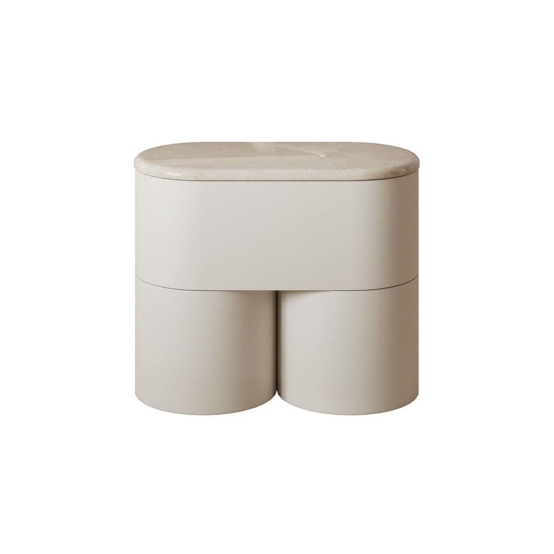 Fin Bedside 3D Model – Minimalist Marble Furniture, FBX, PBR - View 3