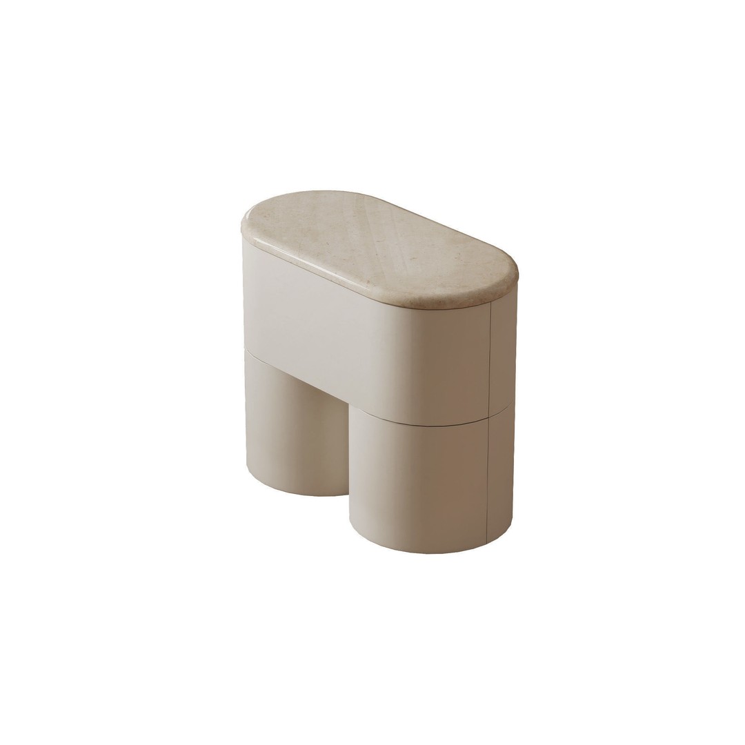 Fin Bedside 3D Model – Minimalist Marble Furniture, FBX, PBR - View 4