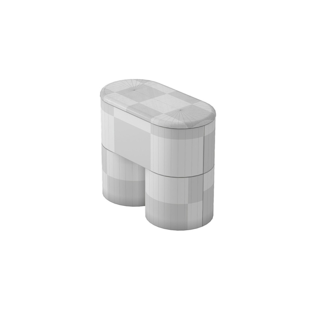 Fin Bedside 3D Model – Minimalist Marble Furniture, FBX, PBR - View 9