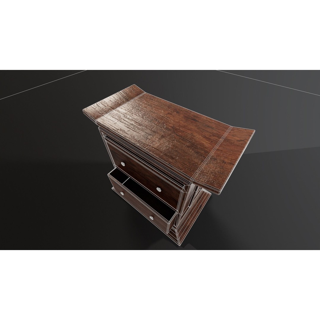 Kondo Nightstand 3D Model – Low Poly PBR Furniture Asset, FBX, OBJ