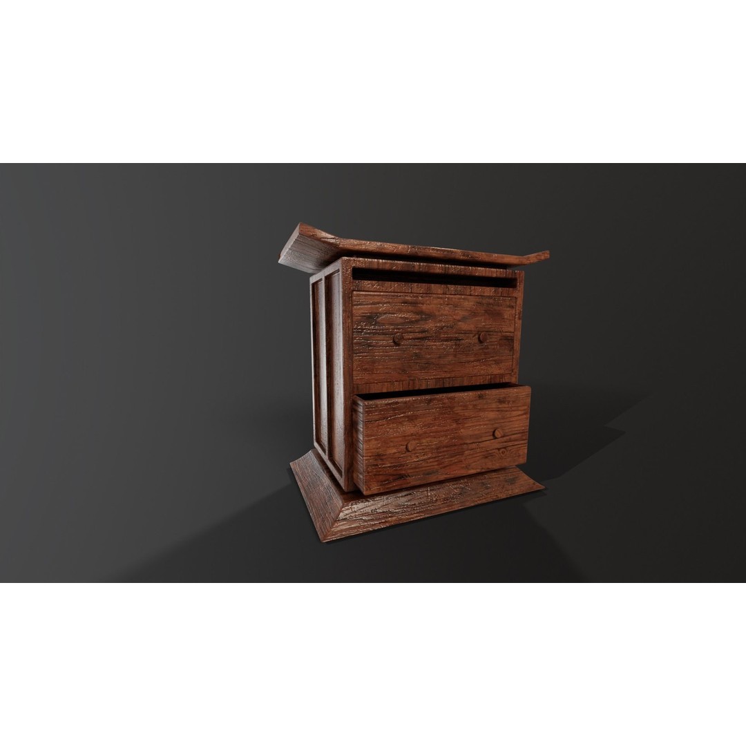Kondo Nightstand 3D Model – Low Poly PBR Furniture Asset, FBX, OBJ - View 3