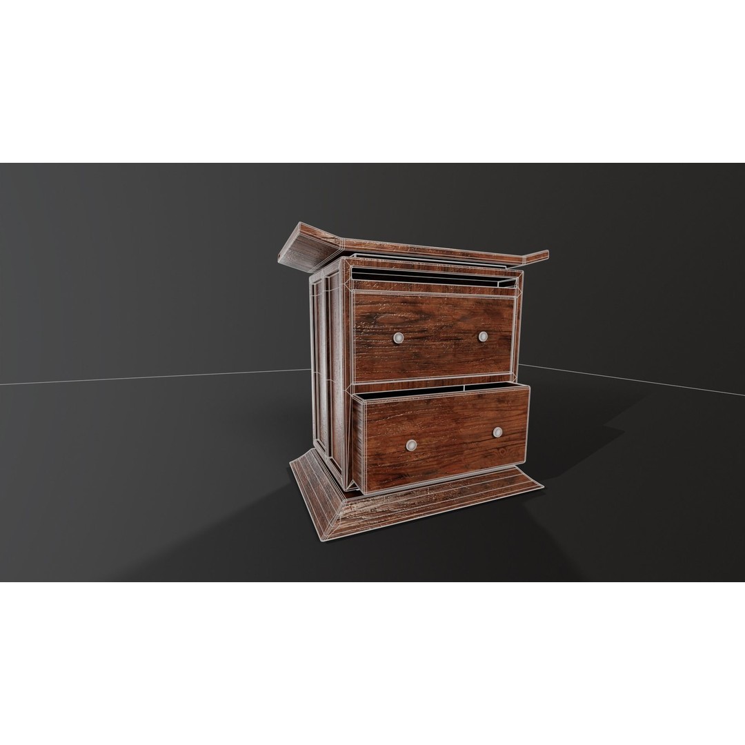 Kondo Nightstand 3D Model – Low Poly PBR Furniture Asset, FBX, OBJ - View 4