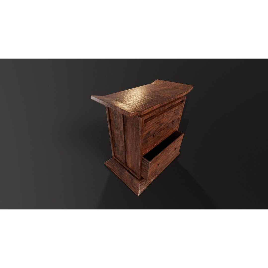 Kondo Nightstand 3D Model – Low Poly PBR Furniture Asset, FBX, OBJ - View 5