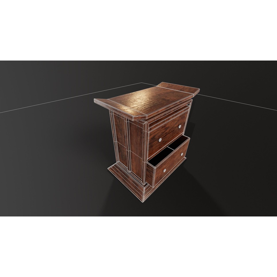 Kondo Nightstand 3D Model – Low Poly PBR Furniture Asset, FBX, OBJ - View 6