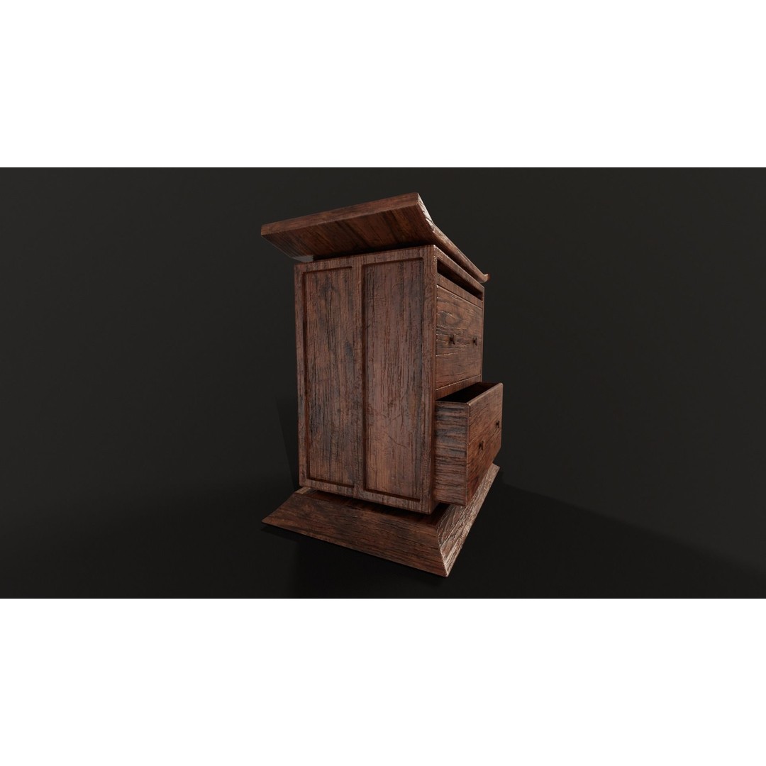 Kondo Nightstand 3D Model – Low Poly PBR Furniture Asset, FBX, OBJ - View 7