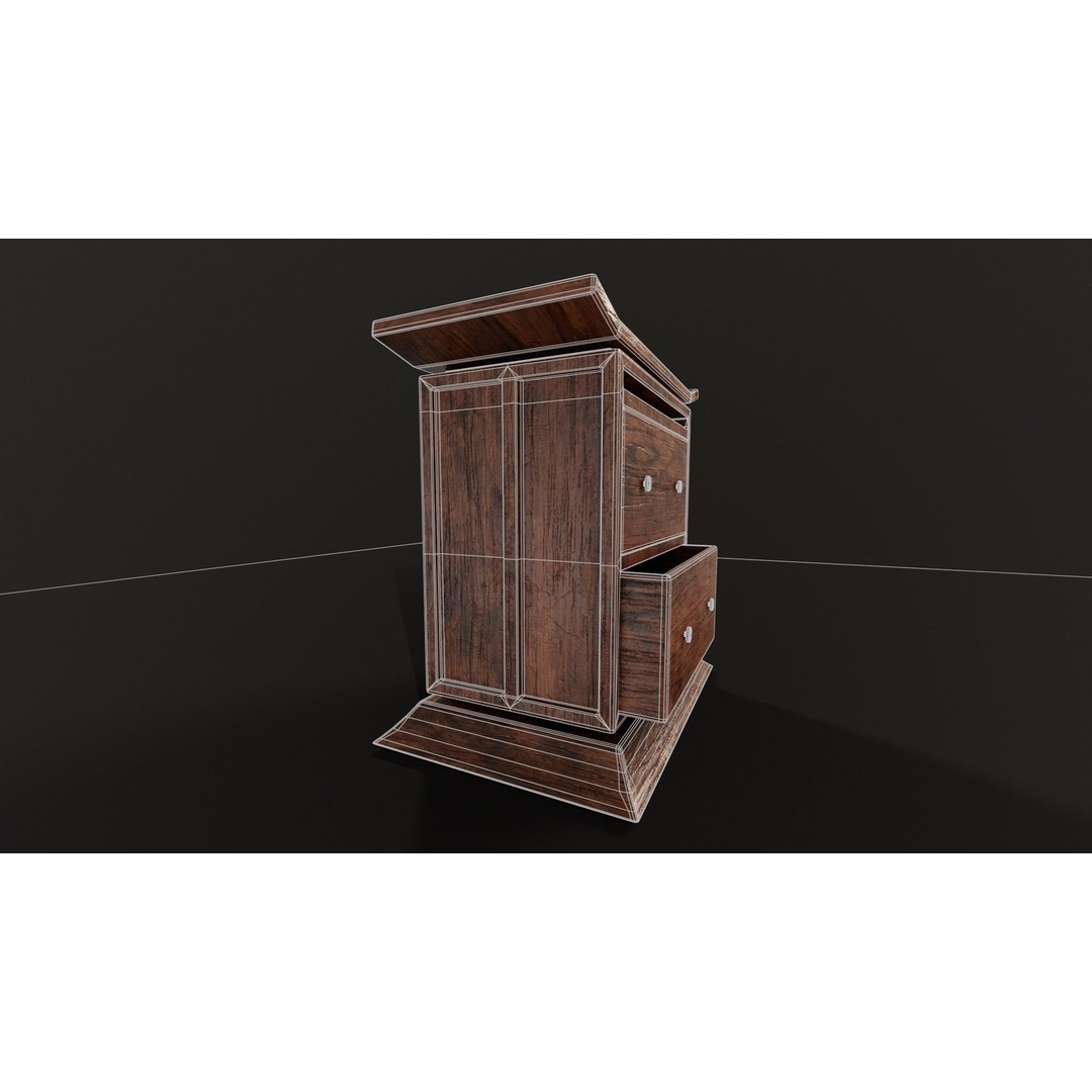 Kondo Nightstand 3D Model – Low Poly PBR Furniture Asset, FBX, OBJ - View 8