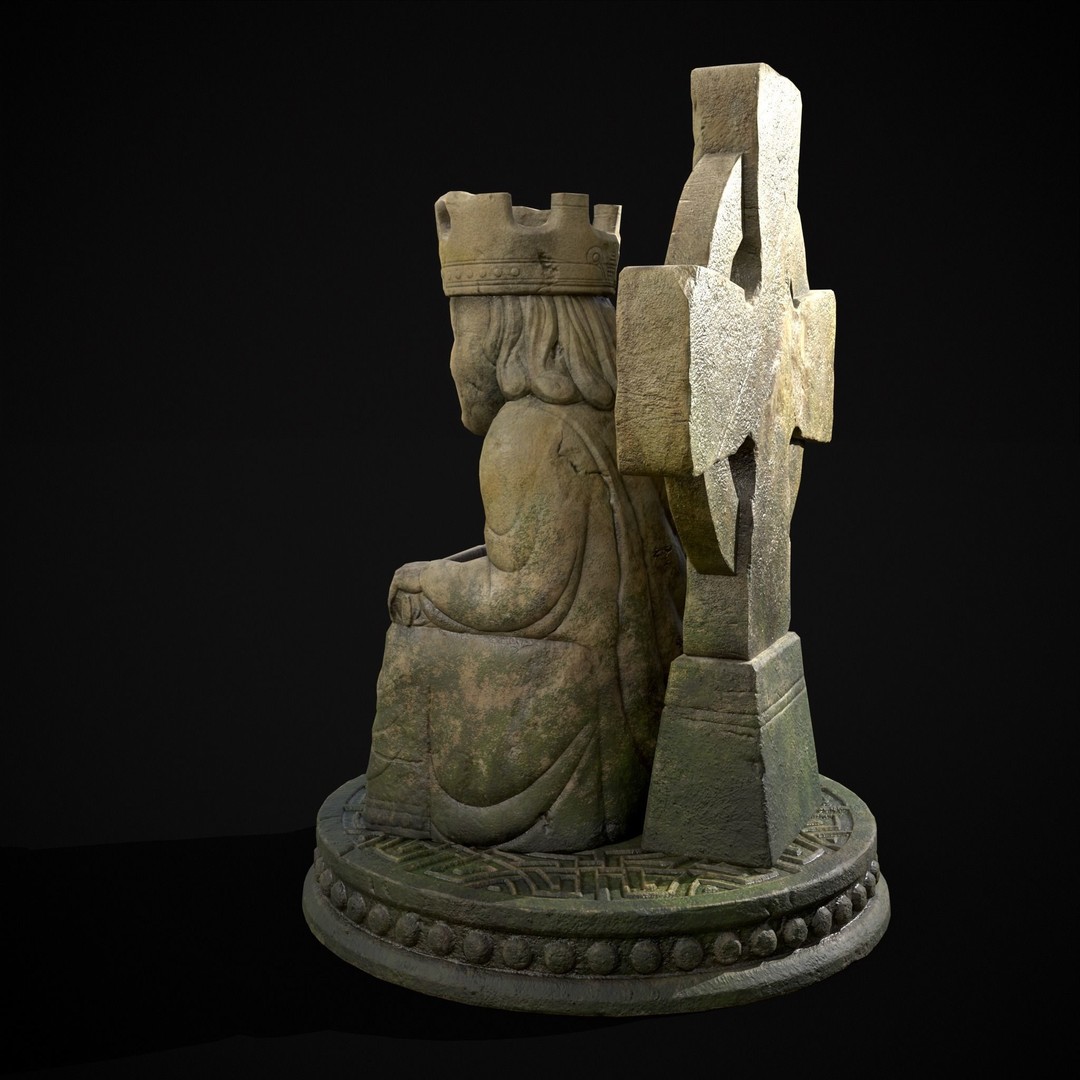 King Throne Statue 3D Model – Low Poly PBR Asset, FBX & OBJ - View 14