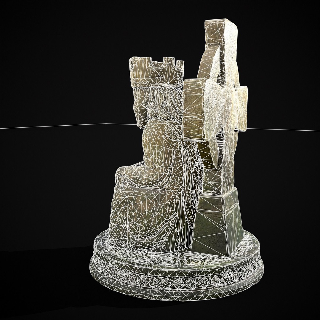 King Throne Statue 3D Model – Low Poly PBR Asset, FBX & OBJ - View 15