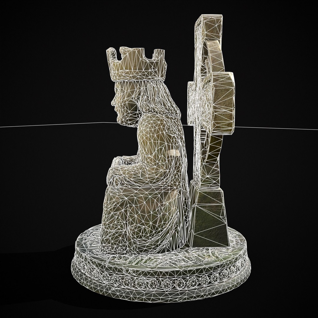 King Throne Statue 3D Model – Low Poly PBR Asset, FBX & OBJ - View 17