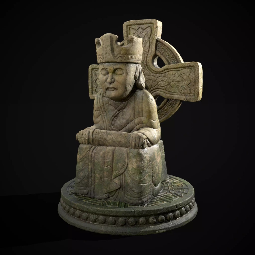 King Throne Statue 3D Model – Low Poly PBR Asset, FBX & OBJ - View 2