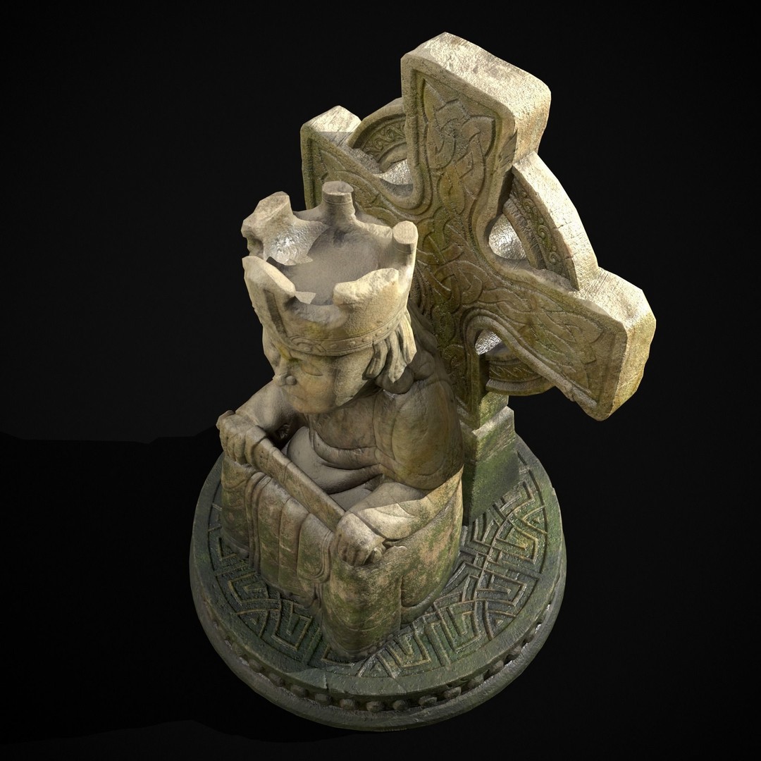 King Throne Statue 3D Model – Low Poly PBR Asset, FBX & OBJ - View 21