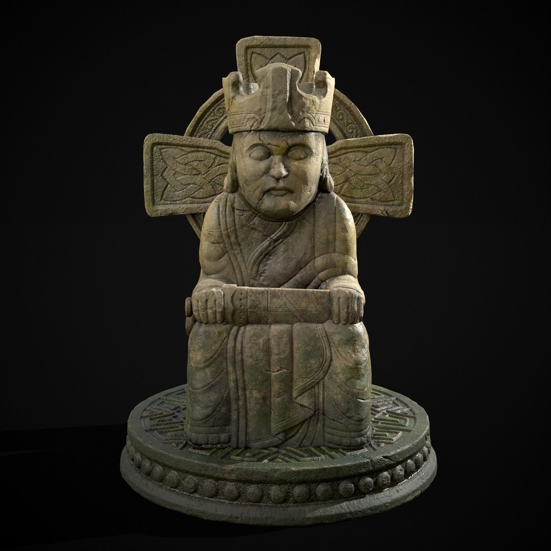 King Throne Statue 3D Model – Low Poly PBR Asset, FBX & OBJ - View 4