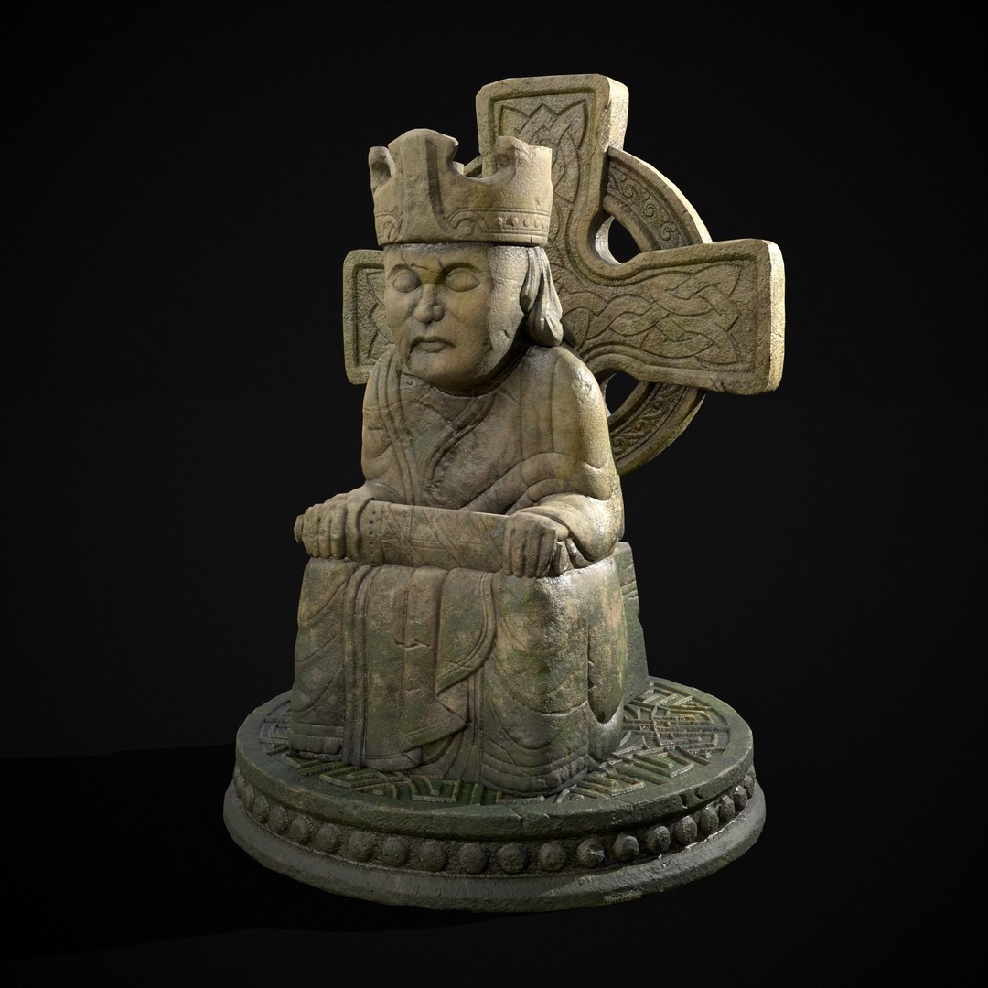 King Throne Statue 3D Model – Low Poly PBR Asset, FBX & OBJ - View 41