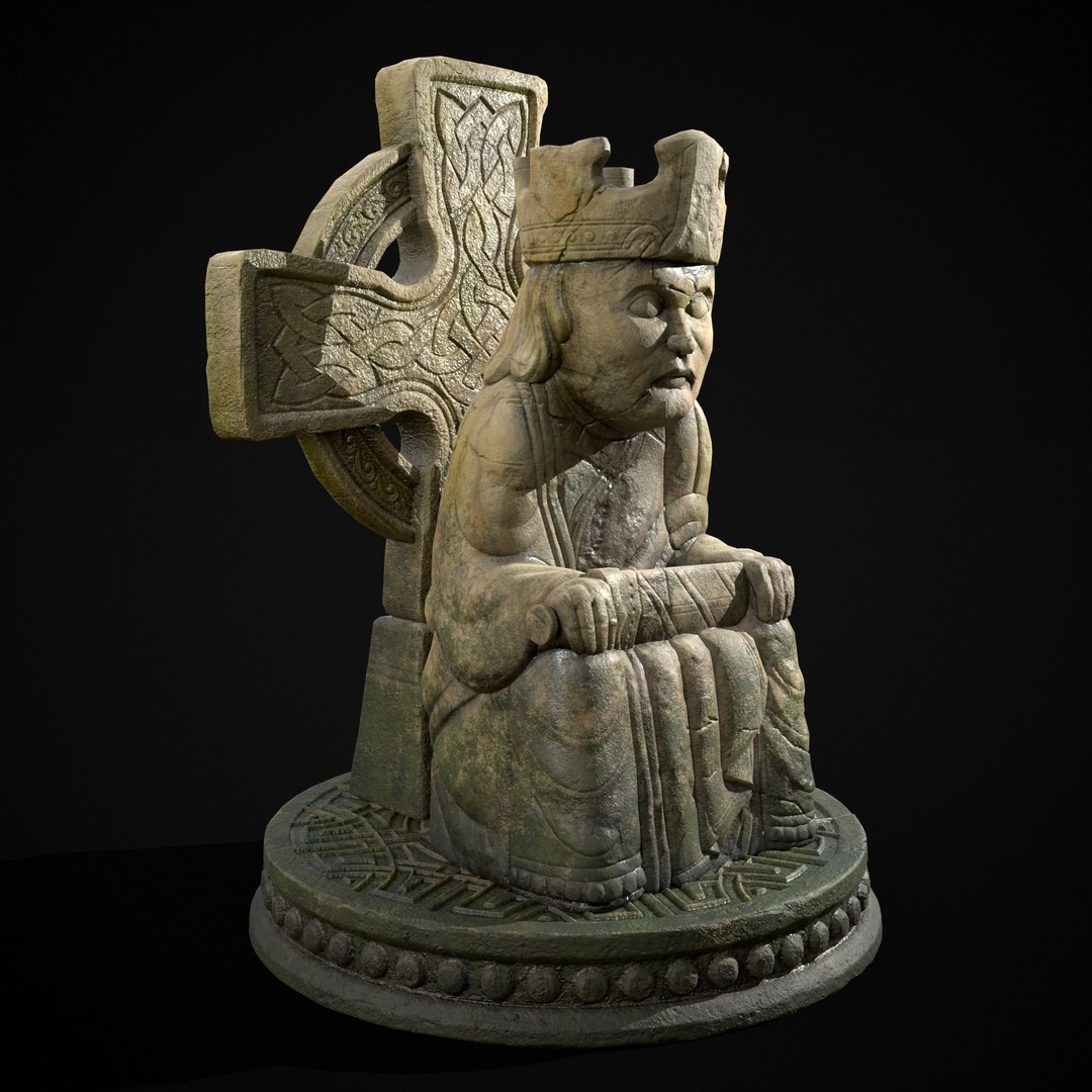 King Throne Statue 3D Model – Low Poly PBR Asset, FBX & OBJ - View 6