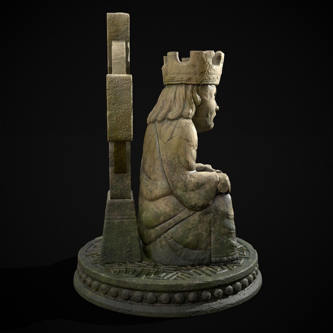 King Throne Statue 3D Model – Low Poly PBR Asset, FBX & OBJ - View 8